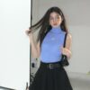 트라이앵글 로고 플리츠 미니 스커트