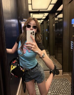 블랙 & 블루 컬러 블록 반팔