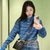 드로스트링 웨이스트 스트라이프 폴로 긴팔