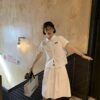 레이스 트림 셔츠 투피스